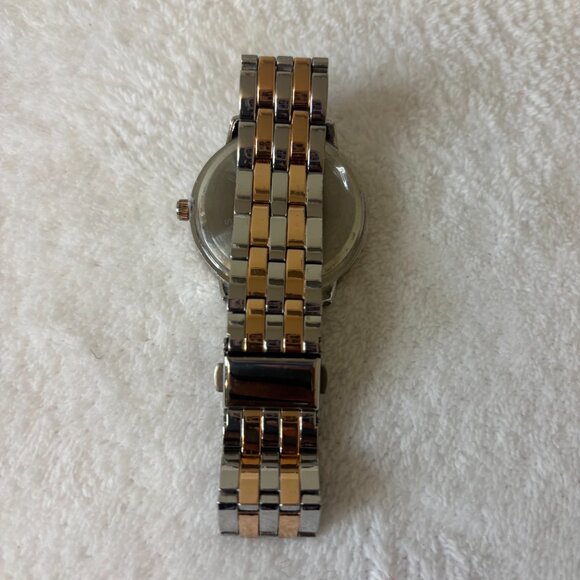 Rose Gold Two Tone Rhinestone Watch - Picture 2 of 2